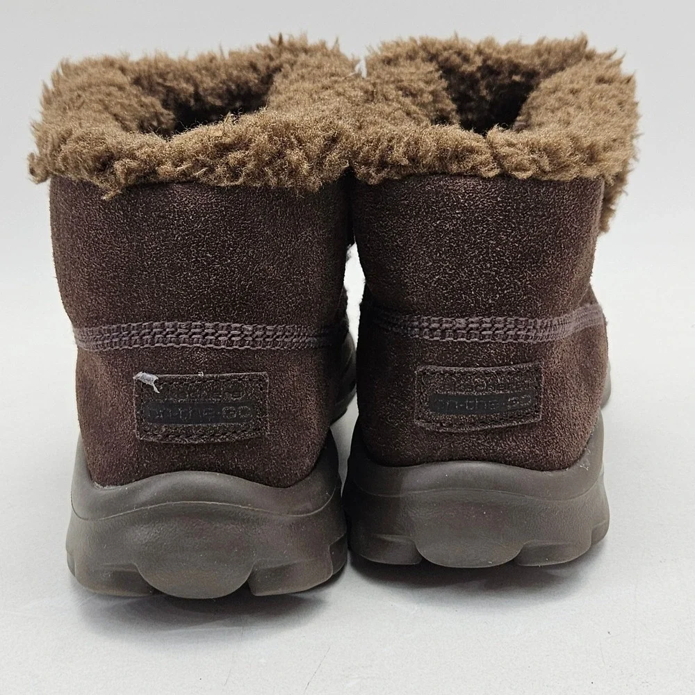 Skechers On-the-GO 13832 Womens 7 Chocolate Brown Suede Faux Fur Ankle Boots